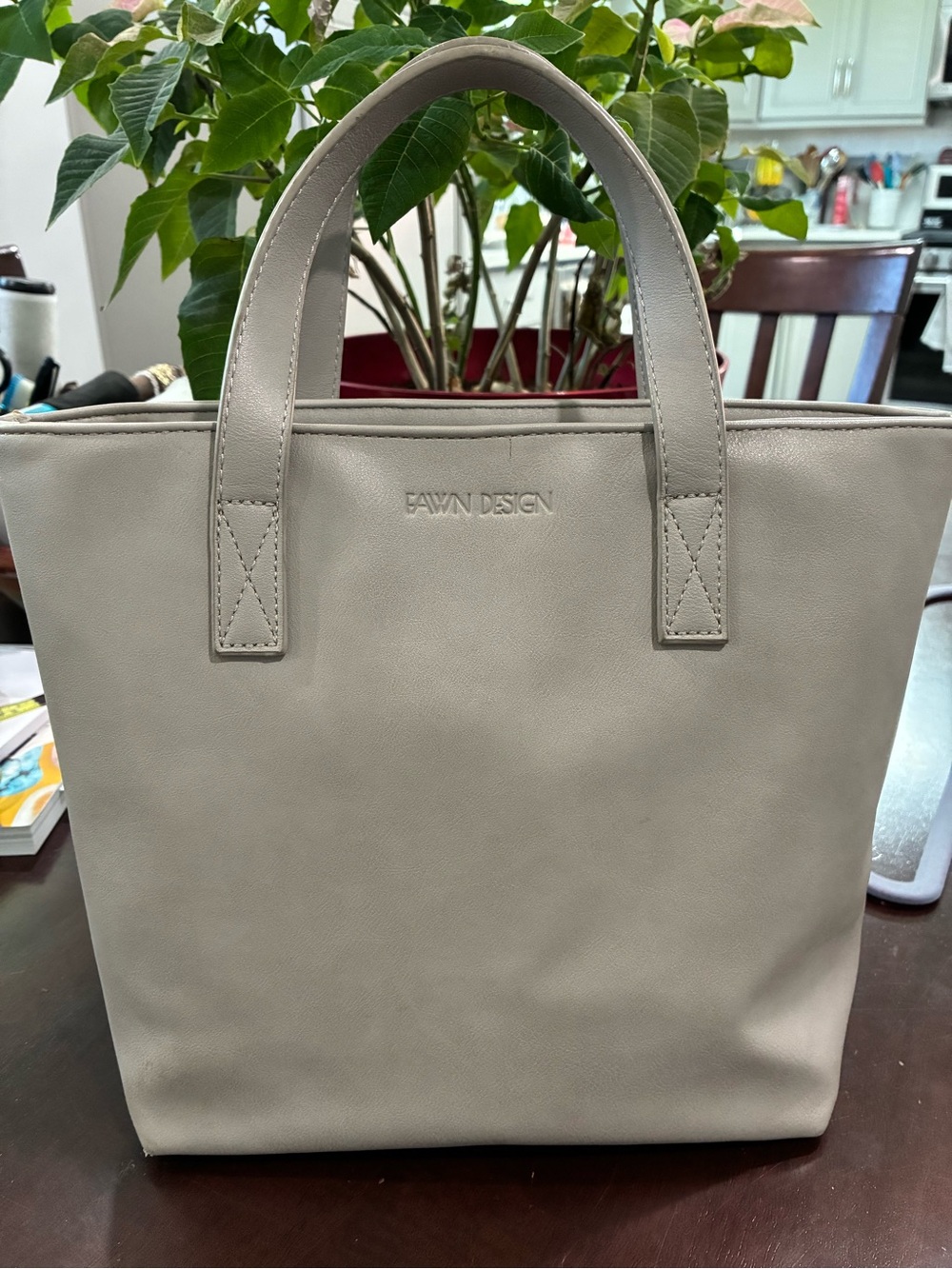 Fawn Design Neutral Taupe Faux Leather Tote